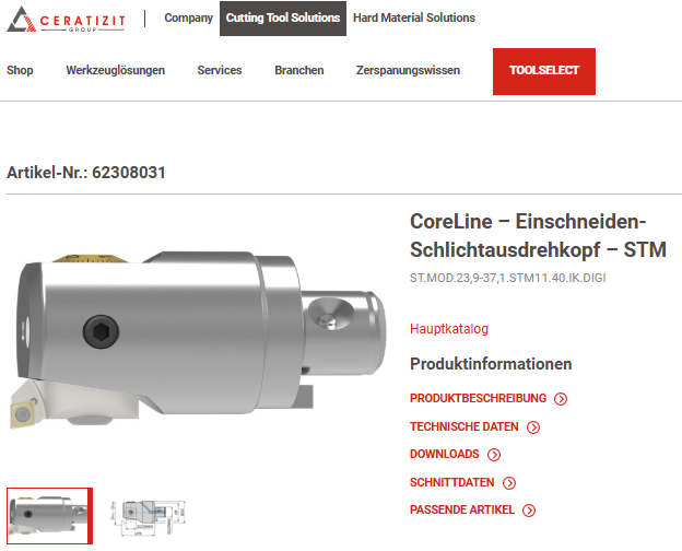 CERATIZIT 62308031 Einschneiden-Schlichtausdrehkopf