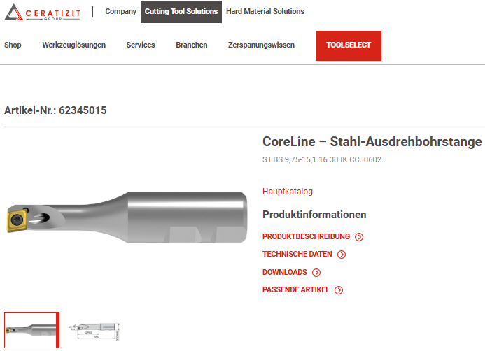 CERATIZIT 62345015 Stahl-Ausdrehbohrstange