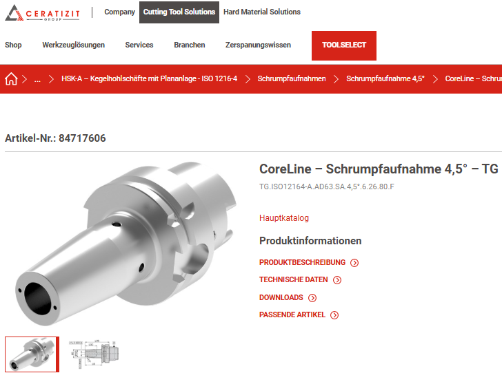 CERATIZIT 84717606 Schrumpfaufnahme